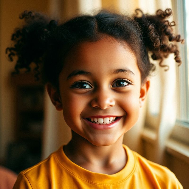 Young granddaughter, grinning brightly