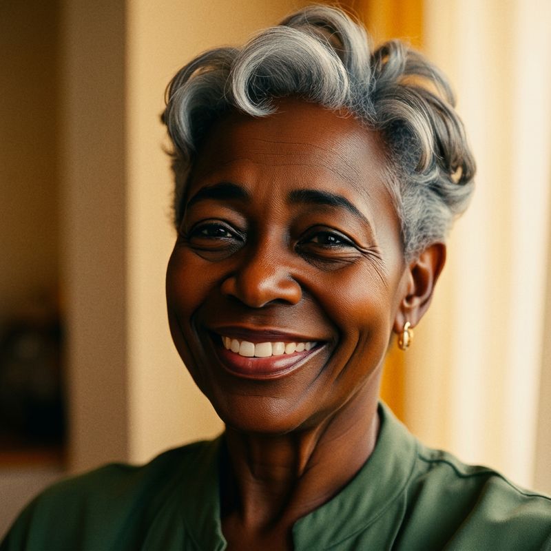 Grandmother in her sixties, laughing warmly