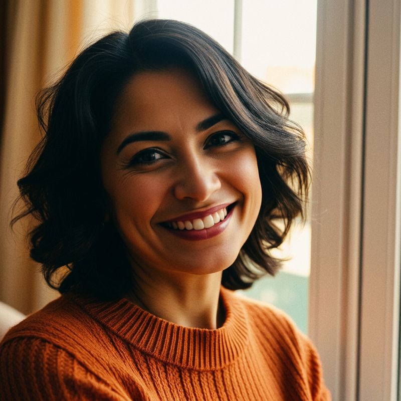 Adult daughter in her thirties, smiling